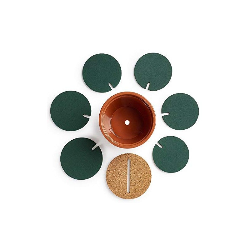 Drhob Flee 6-Piece Green Coaster Set with Flower Pot Shaped