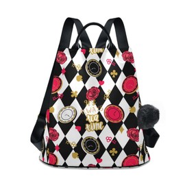 Fustylead Alice Chess Board Backpack Purse for Women Fashion Ladies Shoulder Bags Large Travel Bag