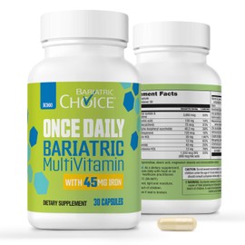 Bariatric Choice Once-Daily Bariatric Multivitamin with 45 mg of Iron | Easy to Swallow Capsule | Vitamin for Bariatric Surgery Patients | 30 Count (1-Month Supply)