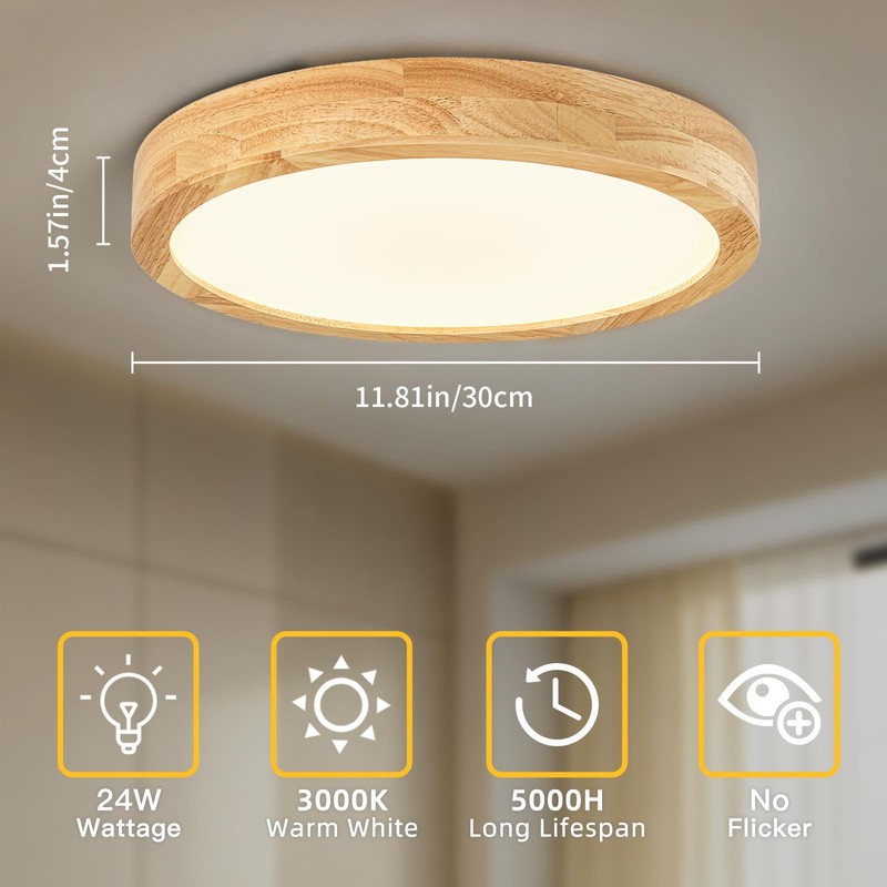 Modern Flush Mount Ceiling Light 11.8 Inch, LED Ceiling Light