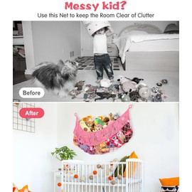 PrimZooty Stuffed Animal Hammock - Extra Large 63'' Long, Stuffed Animal Storage, stuffed animal Holder net, Toy Hammock Large, Toy Storage Hanging Organizer - Pink