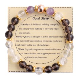 KSQS Healing Stone Bead Bracelet for Women, Natural Gemstones Balance Protection Bracelet, Spiritual Crystal Beads Bracelet Anxiety Relief with Meaning Card(#56)