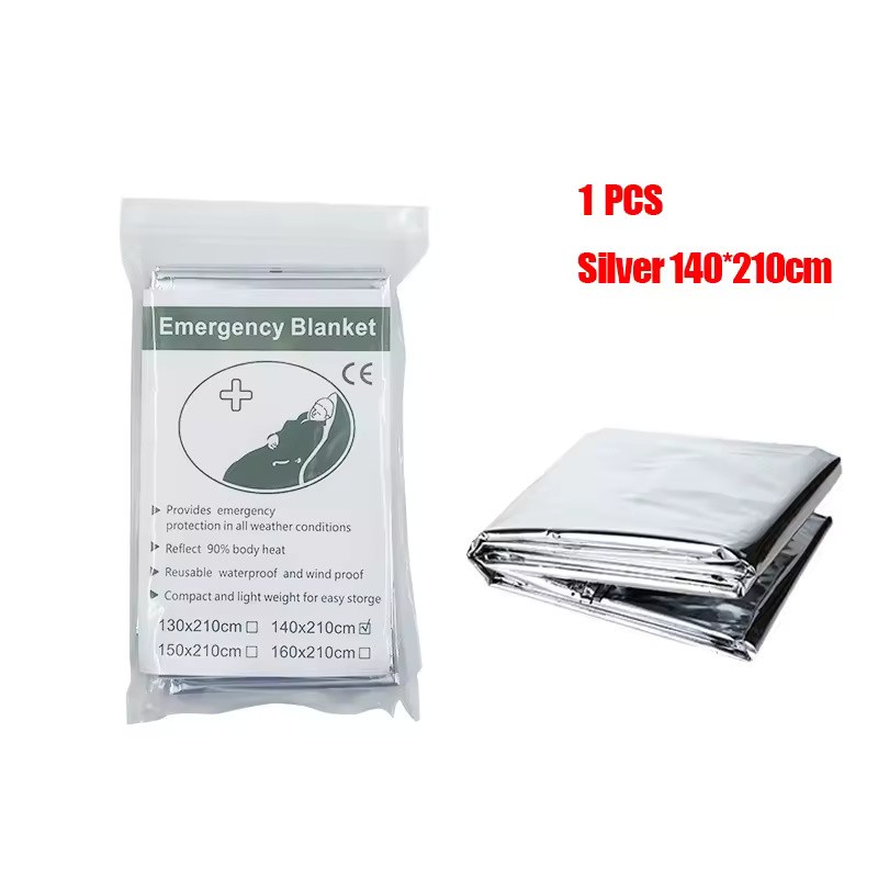 2-Pack PET Emergency Thermal Blankets, Reflective Survival Covers for Camping,