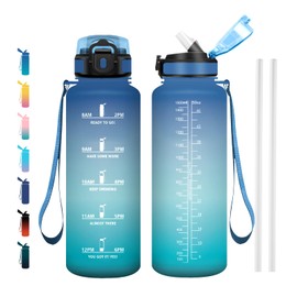 JAPORIA Borraccia 1.5L, Borraccia con Cannuccia, Borracce Sportiva con Marcatori Temporali senza BPA, per Scuola, Ufficio