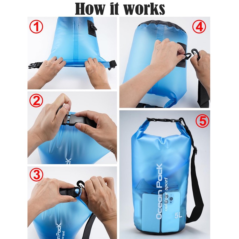 Henrycares Dry Bag Waterproof Bag, 20L 10L 5L 2L Waterproof