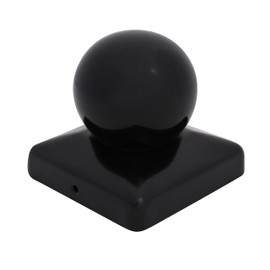 Square Metal Black Fence Gate Post Cap With Ball Flange 100mm x 100mm 4"