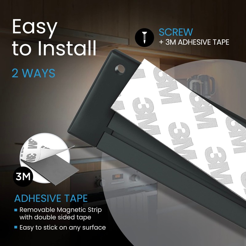 EShine 3 Pack 7 inch Black Smart Dimmable LED Under