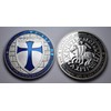 Large Masonic Knights Templar .999 Silver Coin with Blue Enamel.