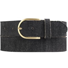 BELTINGER Damen-Gürtel im Jeans-Look mit Steppnaht 4 cm | Ledergürtel aus Leder und Denim 40mm Damen | Jeans-Gürtel mit Jeansstoff 4cm | Schwarz 100cm
