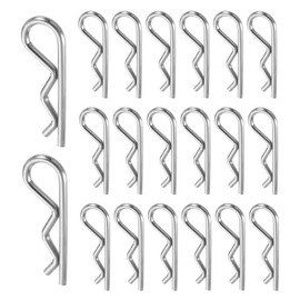 QUARKZMAN Pack of 20 Tow Bar Clips, 3 mm x 50 mm R Clips 304 Stainless Steel Spring Retention Wire Hair Pins Cotter Pins Assortment Kit Clips for Trailer Mower Truck Pin Clip, Silver