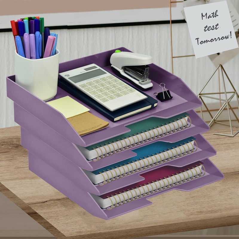 Acrimet 4 Tier Paper Organizer Letter Tray – Plastic Stackable