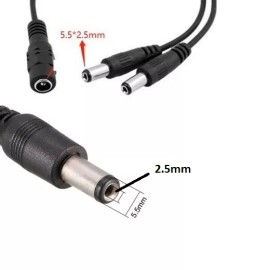WholesaleCables 20 inch DC Power Y Cable Female DC Socket to Dual Male DC Plug 5.5 x 2.5mm