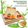 Flexzion Bamboo Trays for Serving Food - 3 Pack Bamboo