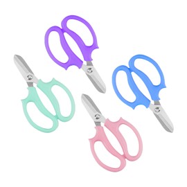 Gin Geomir 4PCS Stainless Steel Floral Shears with Comfort Grip - Multipurpose Pruning Scissors for Fresh Flowers Stems, Leaves, and Garden Plants (Blue, Green, Pink, Purple)