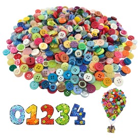 Buttons for Crafts, 1000 Pieces Mixed Colorful Craft Buttons for Crafts, Kids, Sewing, Crafting, DIY Project, 2/4 Holes (7-15mm)