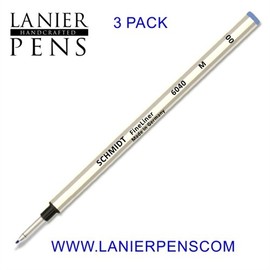 3 Pack - Blue Schmidt 6040 FineLiner Fiber Tip Metal Refill - Blue Ink