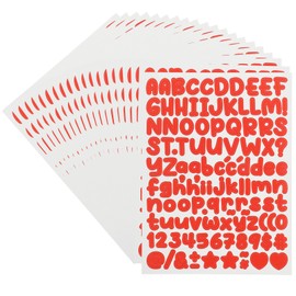 PATIKIL 20 Sheets Letter Stickers, 2240Pcs 1/2 Inch Small Vinyl Letter Number Stickers for Mailbox Poster Board Scrapbooking Bottle Classroom Decor, Red