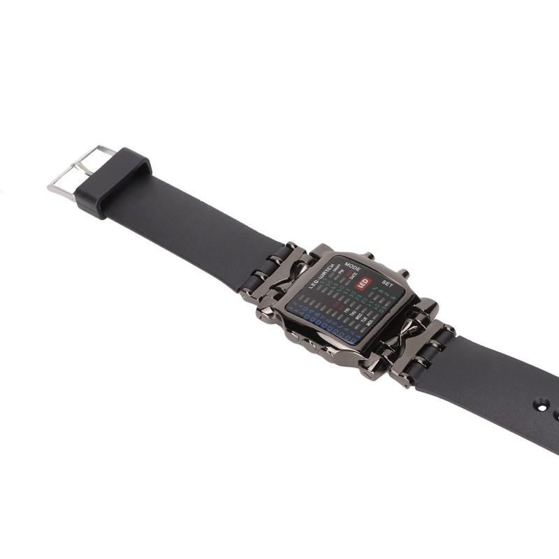 Men's LED Watch Classic Fashion Men's Rectangular Watch with Binary
