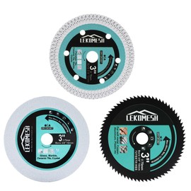 LEKOMESH 3" Circular Saw Blades - 3pcs 3/8" (10 mm) Arbor HSS/X Mesh/Glass for Cutting Porcelain Ceramic Tile,Soft Metal,Rebar,Steel Plate,Glass, Angle Grinder Cutting Disc