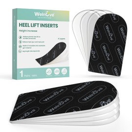 Heel Lift Inserts for Women Shoes - Welnove Adjustable Orthopedic Shoe Lifts for Uneven Legs - Gel Heel Inserts for Leg Length Discrepancy Heel Pain Heel Spur - Heel Wedge Pads (Black, L, 4 Layers)