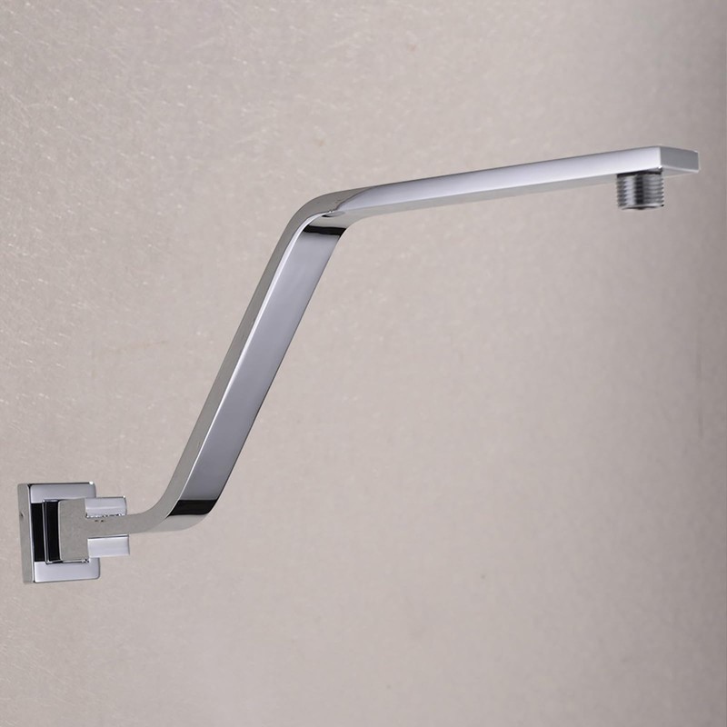 16 Inch S Shape Chrome Shower Head Arm, Square Wall