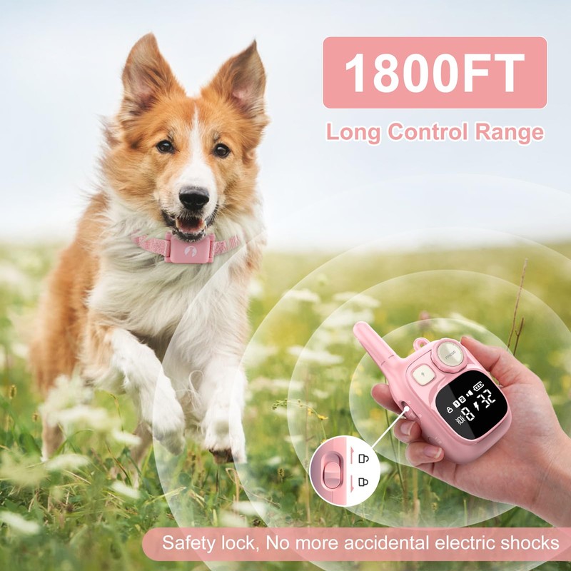 Pikabiu Dog Shock Collar with Remote Control 1800 FT, Adjustable