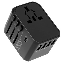 Reiseadapter Weltweit Universal Reisestecker mit 4 USB, 1 Type-C und 1AC Steckdose,5.6A Internationaler Steckdosenadapter, Universaladapter für UK EU USA AUS Stecker,224+ Ländern