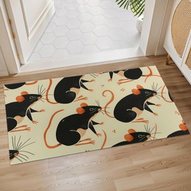 Plistiz Playful Mouse Pattern Indoor Door Mat, 17x29.5 Inch, Floor Area Rug for Entryway, Living Room, or Bathroom, Non-Slip Doormat, Animal Rat Design Home Decor Rug Gifts