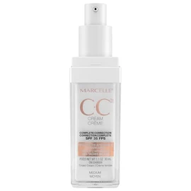 MARCELLE Marcelle CC Cream SPF 35, Medium, Complete Correction, Tinted Moisturizer, Non-Comedogenic, Perfume-Free, Paraben-Free, Oil-Free, Hypoallergenic, Cruelty-Free, 30 mL