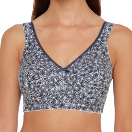 SUSA Women's Cotton Bra without Underwire Prints, Women's Bras with Large Cups and Reinforced Relief Straps, Wonderful Skin Feeling, Twilight White