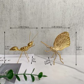 Tricune Gold Ant Sculpture Solid Metal Insect Ornament Mini Ant Figurine for Home Office Garden Desktop Decor