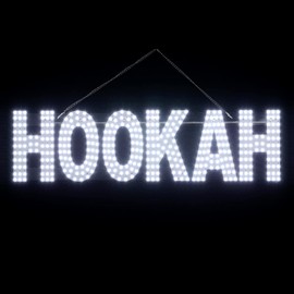 30"x10" Large LED HOOKAH Signs for Smoke Shops, Super Bright Unique Design HOOKAH Sign with Hanging Installation, High Visibility HOOKAH Sign for Stores Retail Shops Window (White)