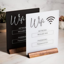 White WiFi Password Sign,Chalkboard Style WiFi Password Sign Board,Acrylic Table WiFi Sign for Home,WiFi Sign Table Centerpieces Decoration for Home Business and Guests(no Base),Office Supplies