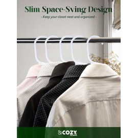 Cozymood Plastic Notched Hangers 20 Pack, Space Saving Tubular Clothes Hangers White, Slim Non-Slip Heavy Duty Plastic Hangers for Everyday Use, Standard Closet Hanger for Shirts, Coats, Dress, Skirts