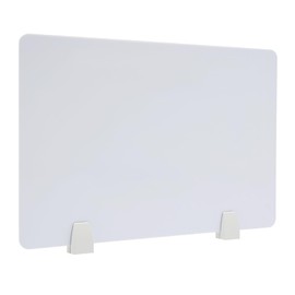 Desk Divider, 4 PCS Acrylic Desktop Partitions, 23.62"L x 15.75"W Privacy Desk Panel with Clamps Acoustic Freestanding Desk Divider Noise Reducing Desk for Offices Classroom Call Centers (White)