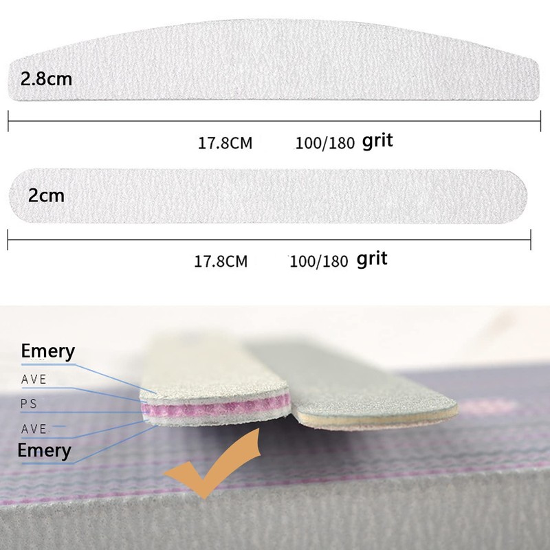WUBAYI 12pcs Professional Nail Files Set Double Sided Emery Board