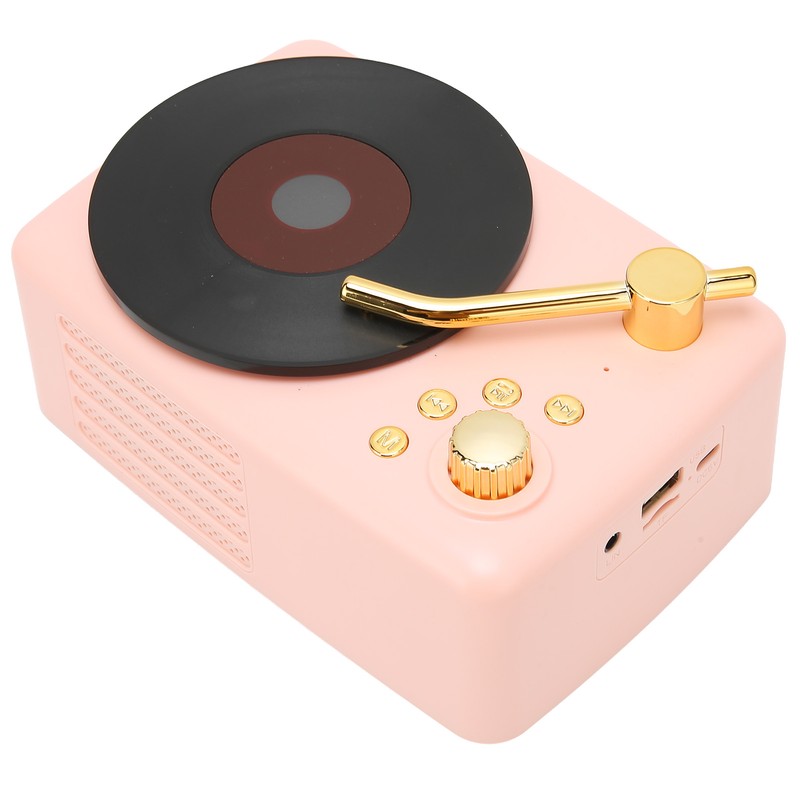 Bluetooth Speaker Stereo USB Charging Retro Turntable Design Portable Mini