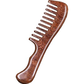 Wooden Wide Tooth Comb for Women Men Kids, Anti-static Detangling Hair Comb for Curly Fine Straight Wet Dry Hair, Natural Sandalwood Styling Comb