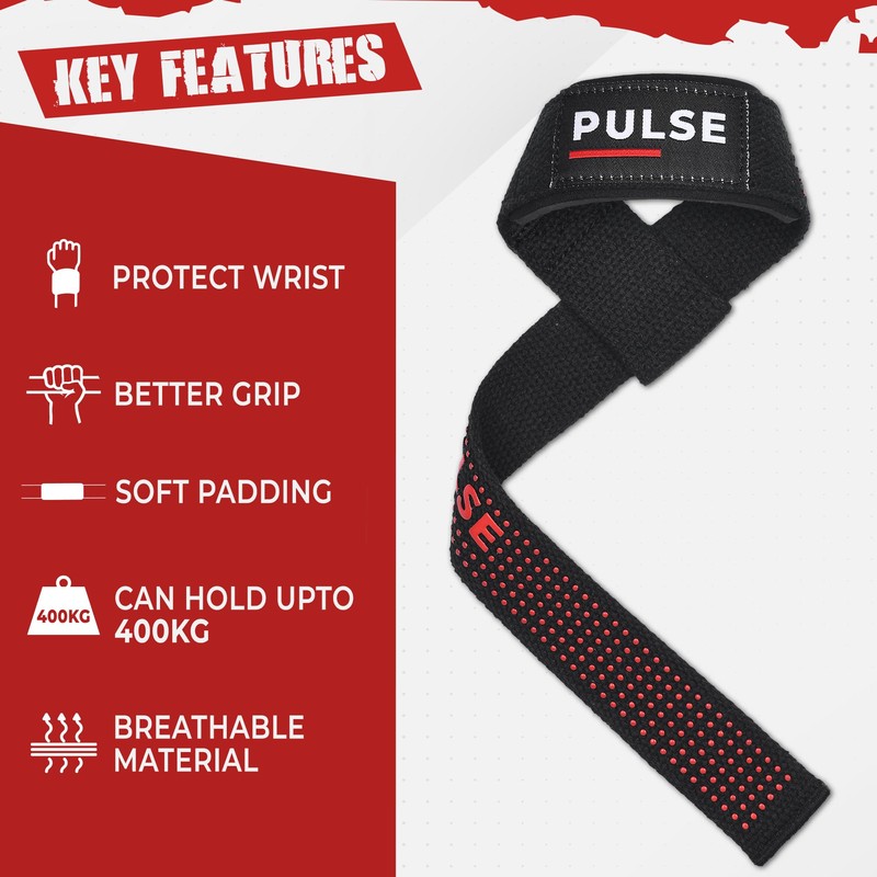 Weight Lifting Straps with Non-Slip Silicon Grip - 21 Inch,
