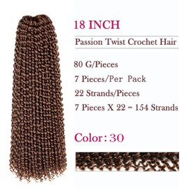 Passion Twists, 18 Inch 7 Packs Water Wave Crochet Braids, Passion Twist Crochet Hair, Hair Extensions Passion Twist Braiding Hair