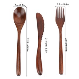 Bamboo Cutlery Set Japanese Style Reusable Bamboo Dinnerware Set Tableware Kit Travel Utensils Bag(Knife & Fork & Spoon Only)