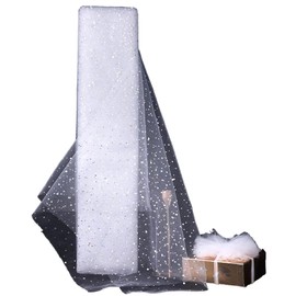 Glitter Tulle Fabric Rolls, Spool Ribbon Sequin Netting, Portable Sewing Fabric, White Ribbon Mesh Fabric, Fabric for Skirt Gift Wrapping Wedding Party Decoration (W150 cm)