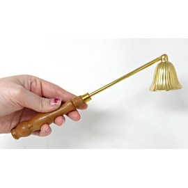 Elegant High Polished Brass Church Altar Candle Snuffer with Wood Handle 9 In