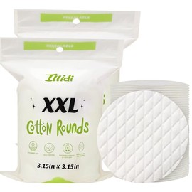 Rondas de algodón extra grandes, 3.15 pulgadas de diámetro, (120 unidades), almohadillas de algodón 100% puro, suaves y sin pelusa para eliminación de