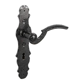 Gedotec Long Plate Handle Set Wrought Iron Black | 1 Piece Door Fitting Antique Door Handle | BERN | Door Handle Set for Interior Doors | BB 90 mm Deadlock | Door Set with Mounting Material