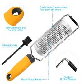 Pro Zester Grater, Lemon Parmesan Zester, Chocolate, With Razor-Sharp Stainless Steel Blade, Protective Cover and Cleaning brush, Dishwasher Safe, by Nspring