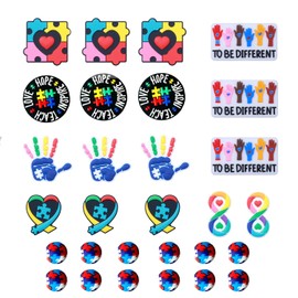 KnvsS - Juego de abalorio focales de silicona con temática de autismo para bolígrafos con abalorio, llavero para hacer bricolaje, suministros de llavero, abalorio focales (Autism 29 unidades)
