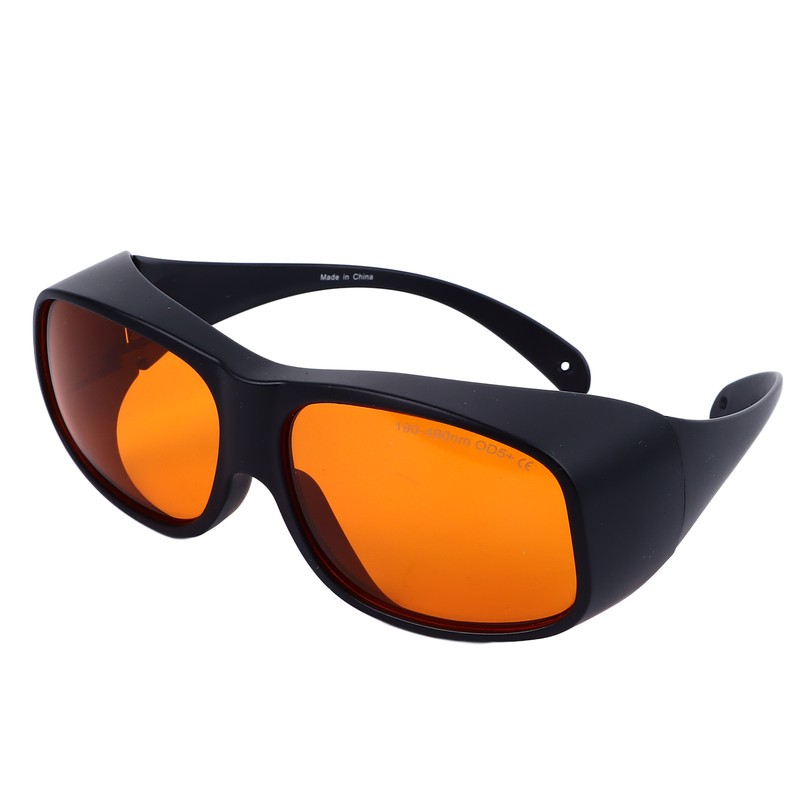 Safety Goggles 190 to 490nm Black Frame Orange Lens OD5
