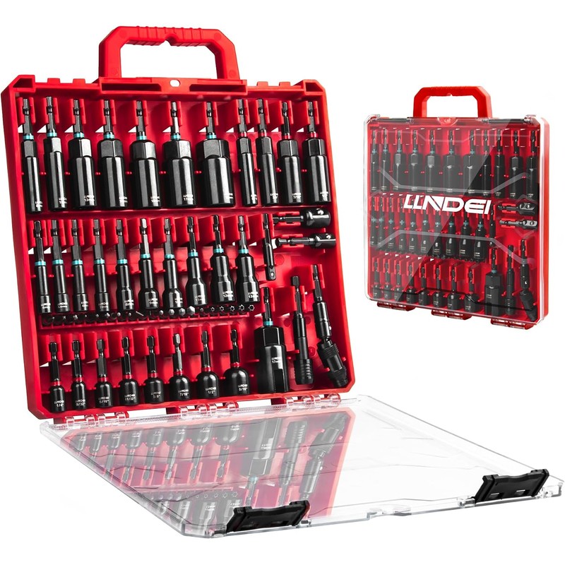 LLNDEI Magnetic Impact Nut Driver Set, 55PCS 1/4 socket set