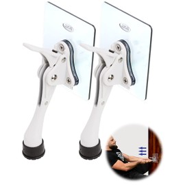 Door Stopper with Adhesive Bracket Stickers, No Drilling or Tools Needed, Available for All Doors, Door Holder, Heavy Door Stop, KickDown Door Stoppers, Bottom of Door by HASHI (White/Bracket 2pack)